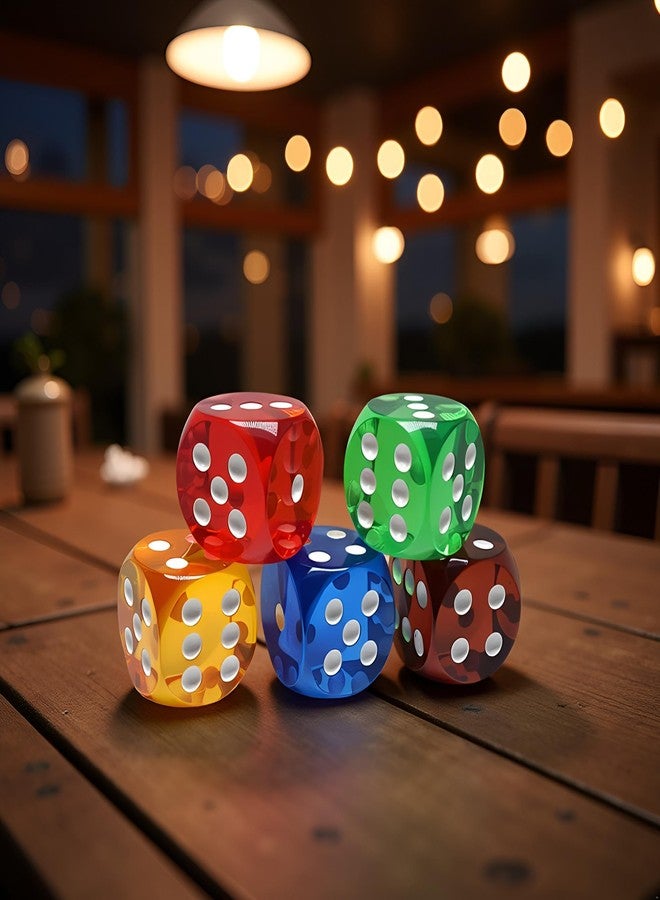 Tnyvm 5Pcs 25mm Professional-Grade Crystal Dice - Waterproof 6-Sided Precision Gaming Dice with Anti-Slip Numbers, Standard Size for Board Games, RPGs, Casino Nights (Transparent Color Set) - Image 3